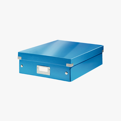 桌面防尘分格储物盒  带盖中号-蓝色