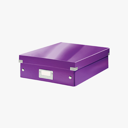桌面防尘分格储物盒  带盖小号-紫色