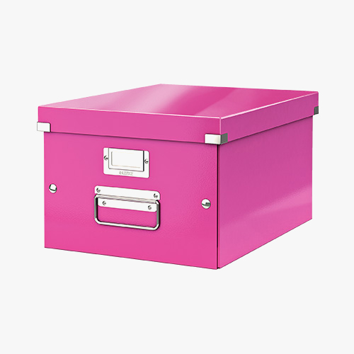 桌面防尘收纳盒 粉色 带盖A4