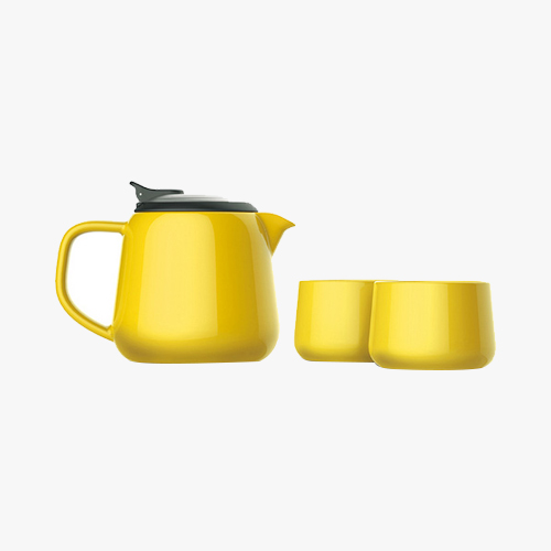 无铅陶瓷壶杯3件套 黄色 